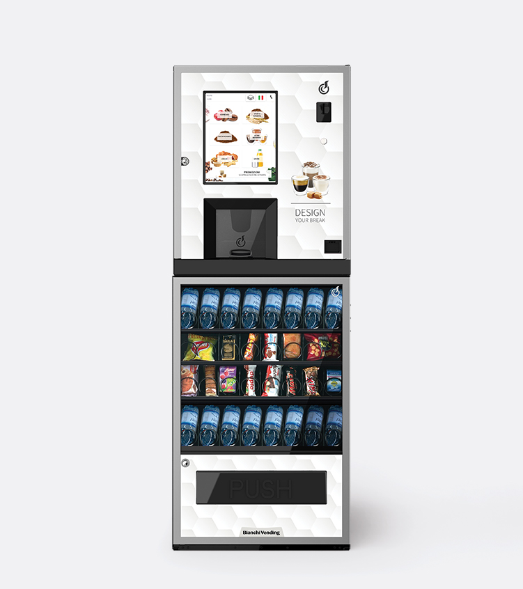 Studiato per chi ha piccoli spazi caffè e snack e anche la versione Touch Screen intuitiva